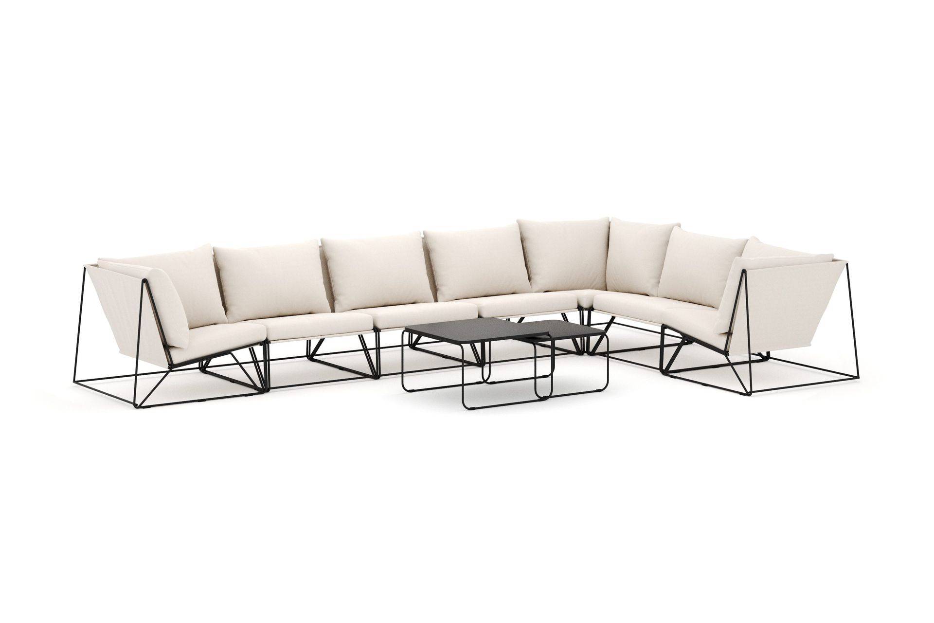 Comfort Garden Usteryd utomhus L-soffa 7-sits vändbar - Svart/Beige Loungesoffa