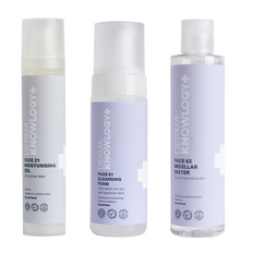 DERMAKNOWLOGY - FACE21 Moisturising Gel 50 ml + FACE61 Cleansing Foam 150 ml +  FACE62 Micellar Water 200 ml - Klar til levering - Prismatch