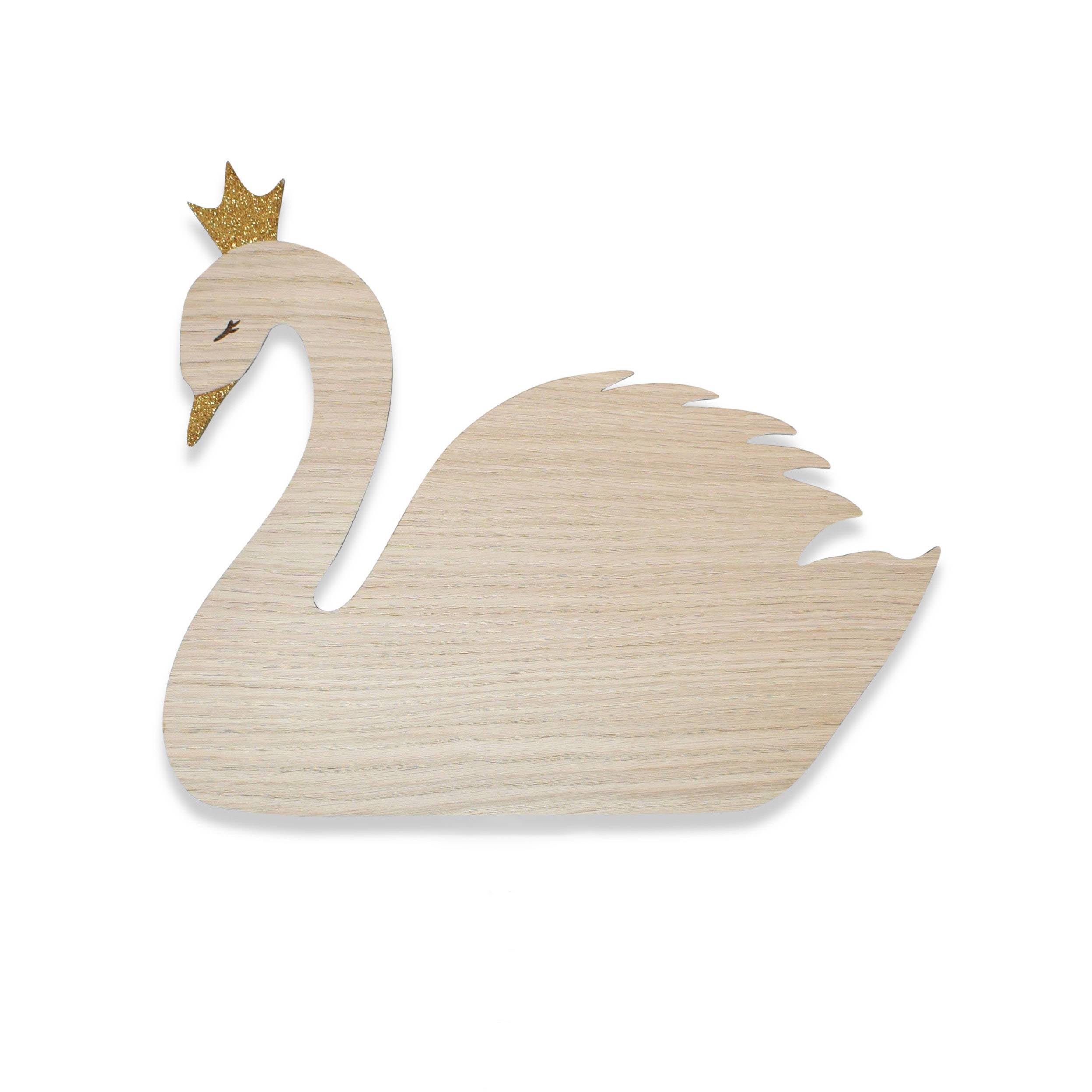 Svane Touch Lampe - Egetræ / Guld glimmer