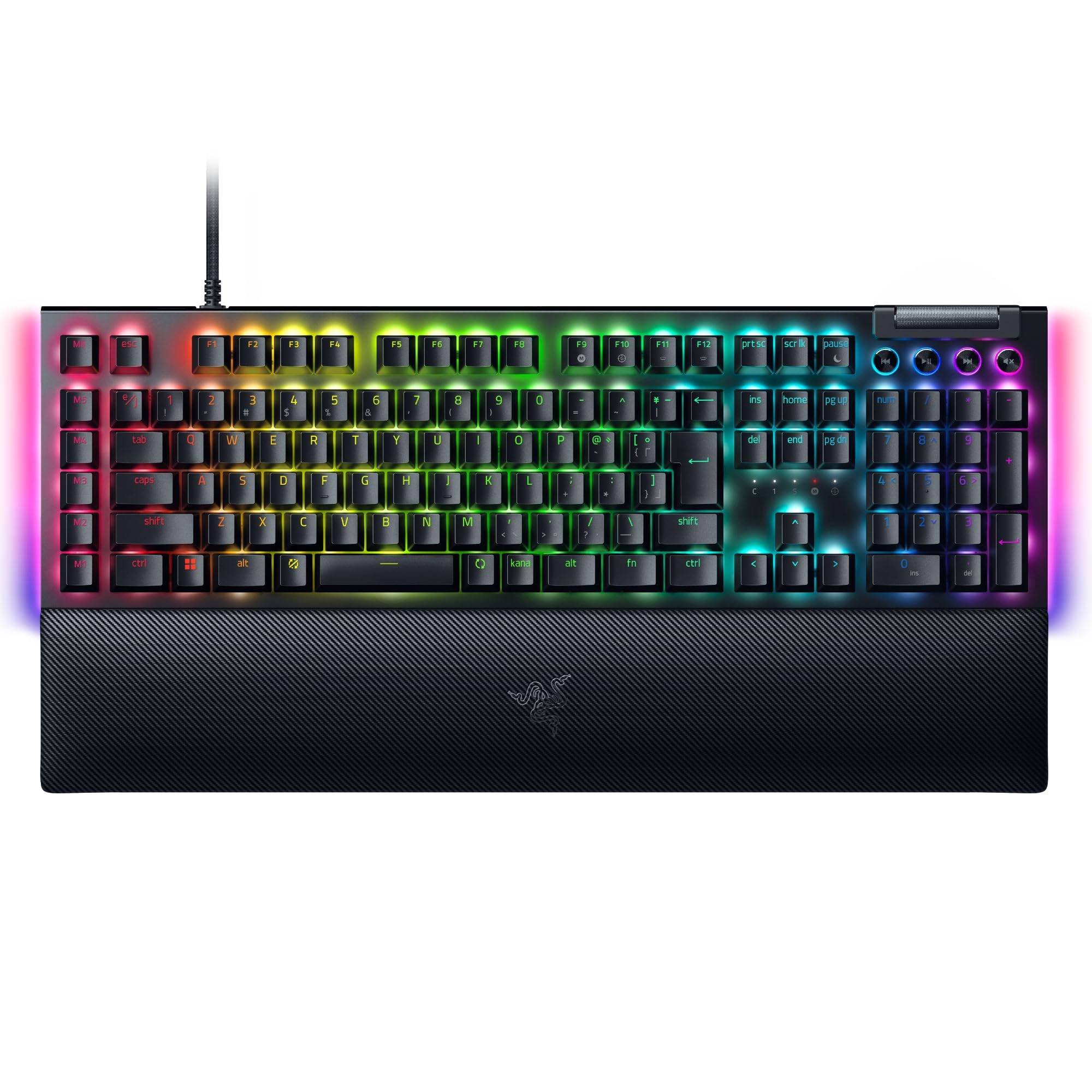 Razer Razer BlackWidow V4 JP Green Switch Trådbundet speltangentbord med 6 dedikerade makrotangenter och mediatangenter för avancerade kommandon och genvägar svart