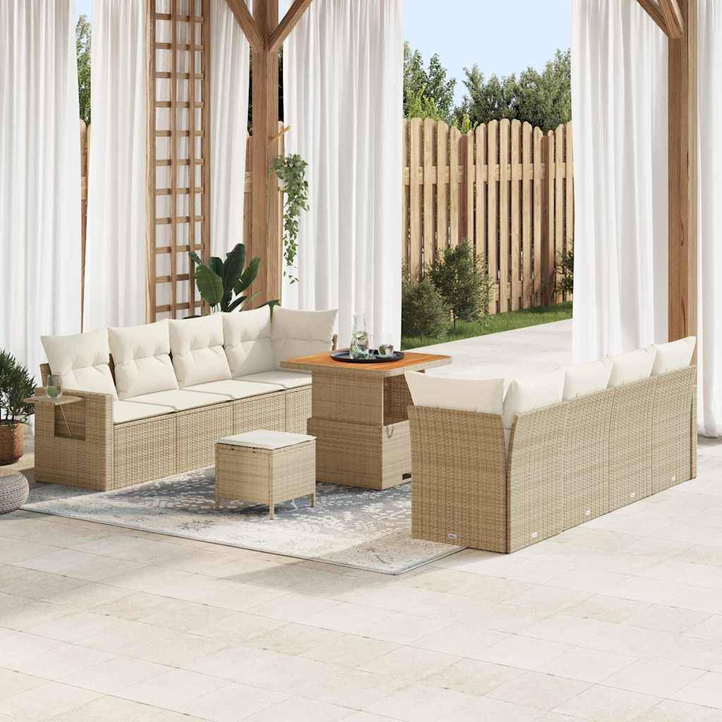 vidaXL Havesofa Sæt med pude 11 pcs Beige og creme polyrattan