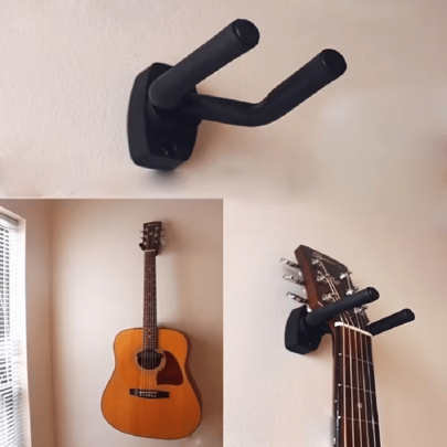 1 st. modernt svart väggfäste för gitarr - platsbesparande dubbel gitarrhållare, enkel att installera väggorganisatör lämplig för akustiska och elgita (1 st,2 st)