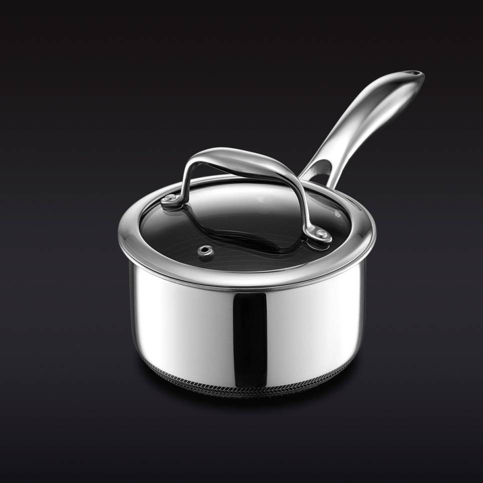 Kastrull med glaslock, nonstick, 1 L - Hexclad