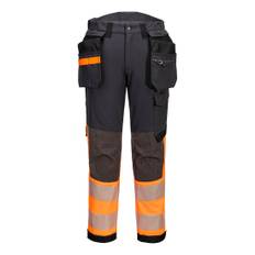 EV4 hi-vis stretch klasse 1 bukser med hængelommer - Metalgrå/Orange (Størrelse: 44)