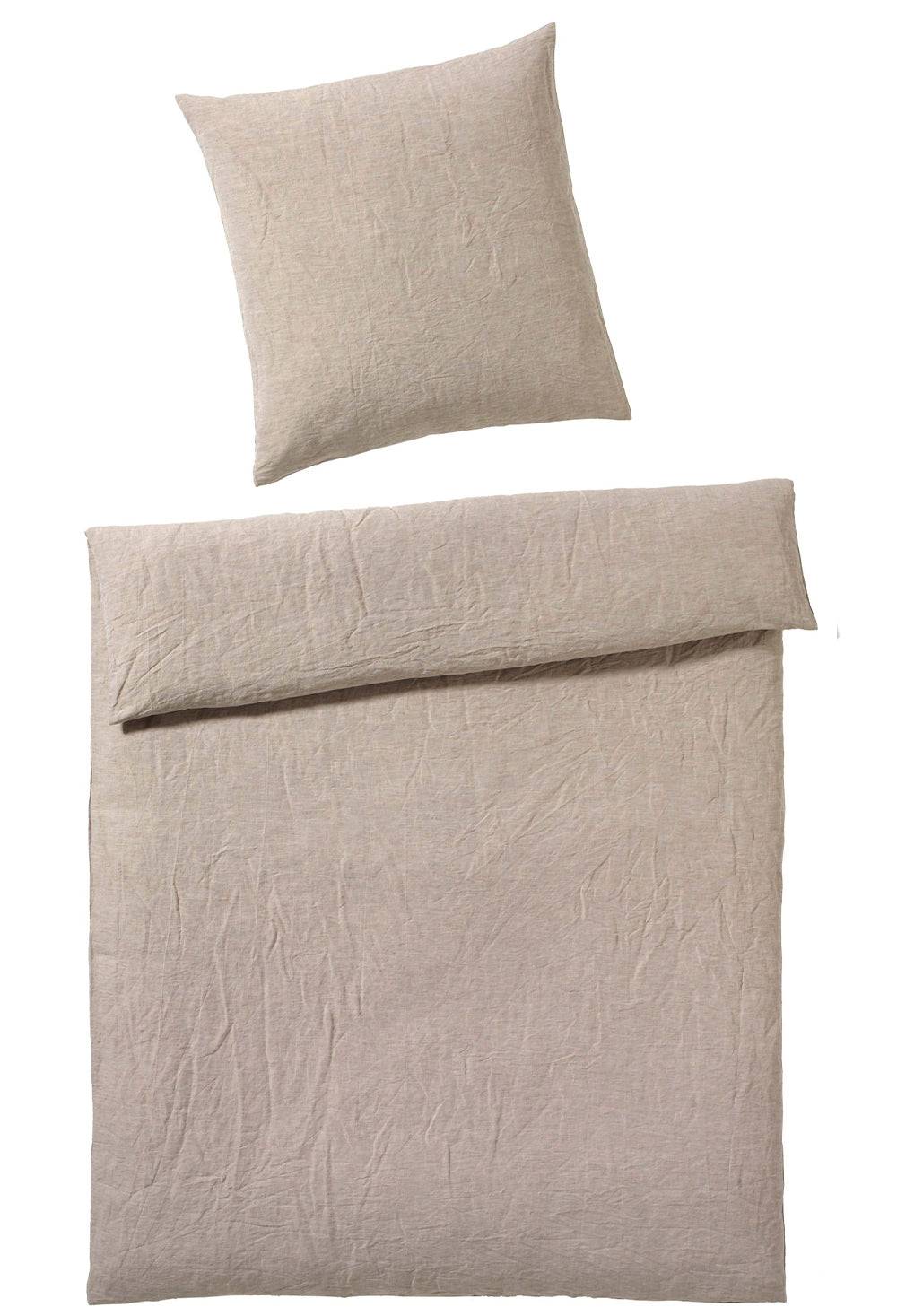 Elegante hør sengesæt - Breeze, Sand - 200x220