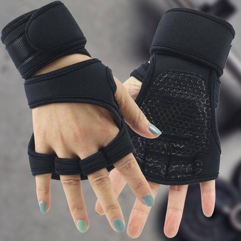 Gym Fitness Gloves Hand Palm Protector for Bodybuilding Workout Power Weight Lifting Training with Dumbbell Grips Pads XL