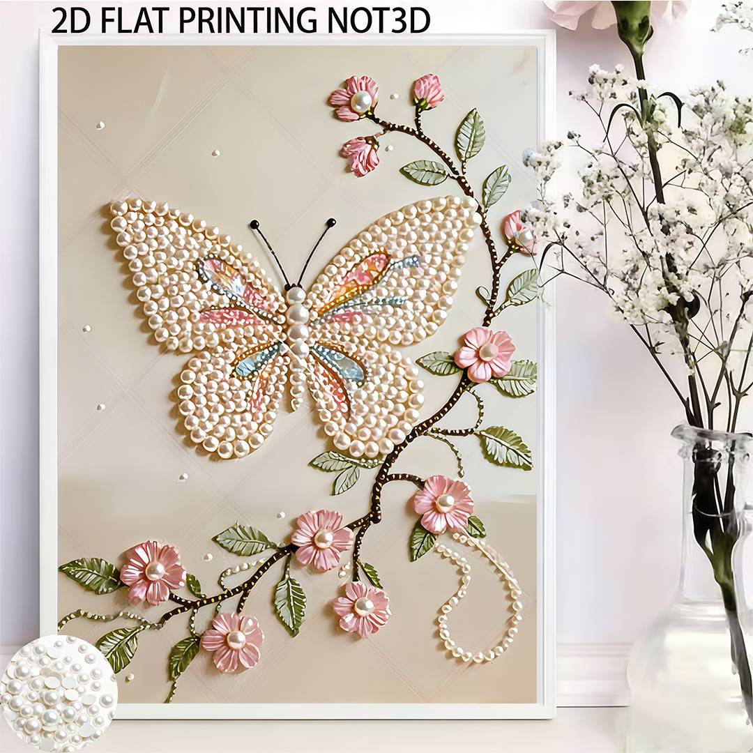 TEMU 5d Diy Pearl Painting Kit Suitable For Home Wall Decor With Dance & Flower Patterns, Irregular/round Pearl Beads, Stress Craft Activity, Handmade Gift For, Frameless For Skill Levels