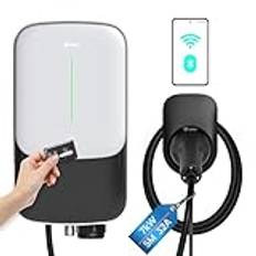 GONEO Wallbox 7kW 32A EV laddstation 1-fas med 5m typ 2 laddkabel för EV/PHEV EV laddare med RFID-kort IP65 IK10 skydd WiFi appkontroll Snabbinstallation