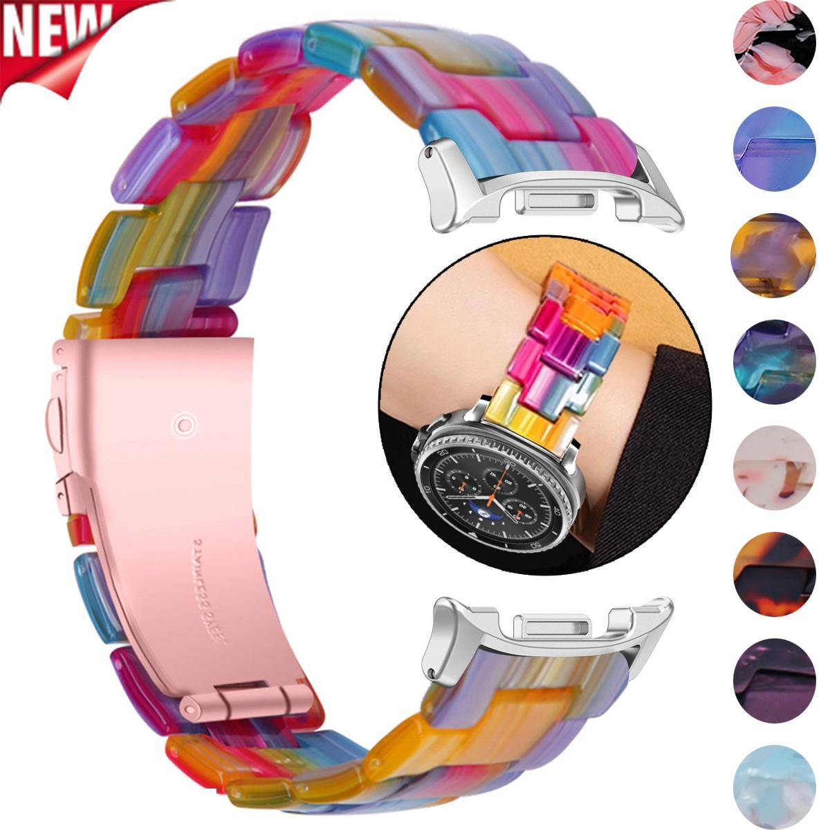 Lyxigt hartsband för Samsung galaxy watch 8/8 classic 46mm Genomskinligt länkarmband för galaxy watch ultra 2025/7 47mm armband gray
