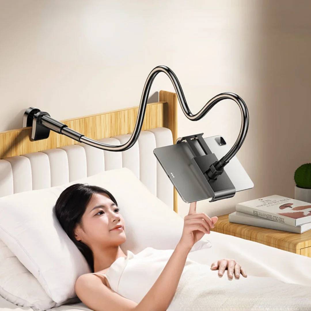 Bed Phone Holder 360° Rotatable Tablet Stand Adjustable Clamp Mount for 4.7-12.9" iPhone iPad Lazy Bracket for Bed Desk Office