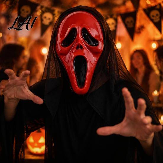 Realistisk Skräck Skelett Mask Halloween Spöke Helface Mask Skrikande med Tandad Skalle Rekvisita Huvtröja Läskig Kostymtillbehör för Cosplay cm