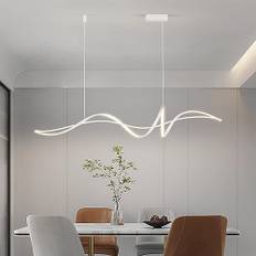 Pendellampa LED kök matbord dimbara ljuskronor justerbar höjd vardagsrum hängande lampa modern spiral design taklampor för kontor matsal lampor (L120 cm, vit)