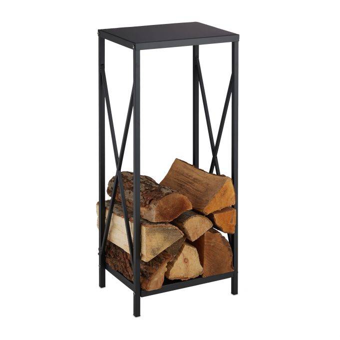 Vedställ svart metall 80 cm