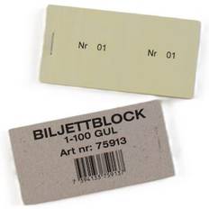 Biljettblock 1-100 gul 10st