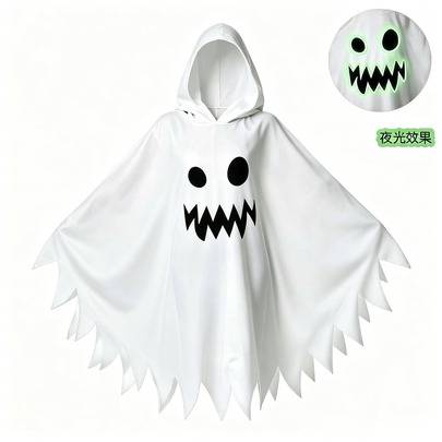 Halloween spökcape och mantel med lysande spökhansikte, cosplaydräkt, vit - Multi-color