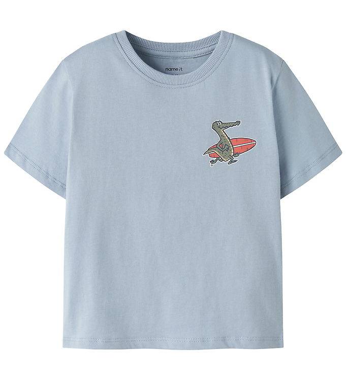 Name It T-shirt - NmmVelix - Blue Fog/Surf - Name It - 7-8 år (122-128) - T-Shirt