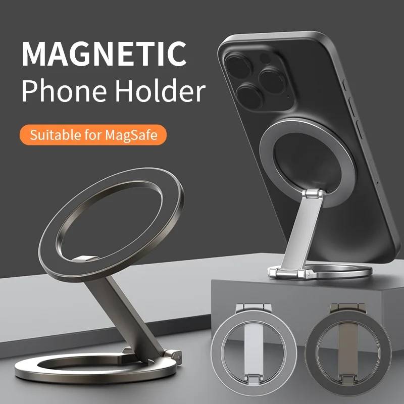 Universal Folding Double Sided Magnetic Phone Holder for Magsafe Gym Treadmill Car Foldable Smartphone Phone Stand