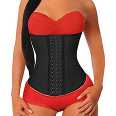 YIANNA Korsett Damen Bauchweg Stark Formend Latex Waist Trainer Corset Body Shaper Corsage Shapewear Taillenformer Korsage Corsette Schwarz U37G M