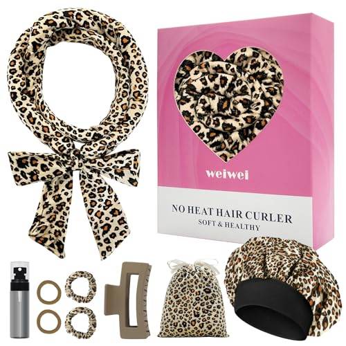 weiwei Lockenwickler Über Nacht, Samt Heatless Overnight Curls Band Locken ohne Hitze, 70" Haarwickler DIY Hair Curler Rollers Lockenband, 9 Stück Locken Set mit Schlafmütze für Langes Haar