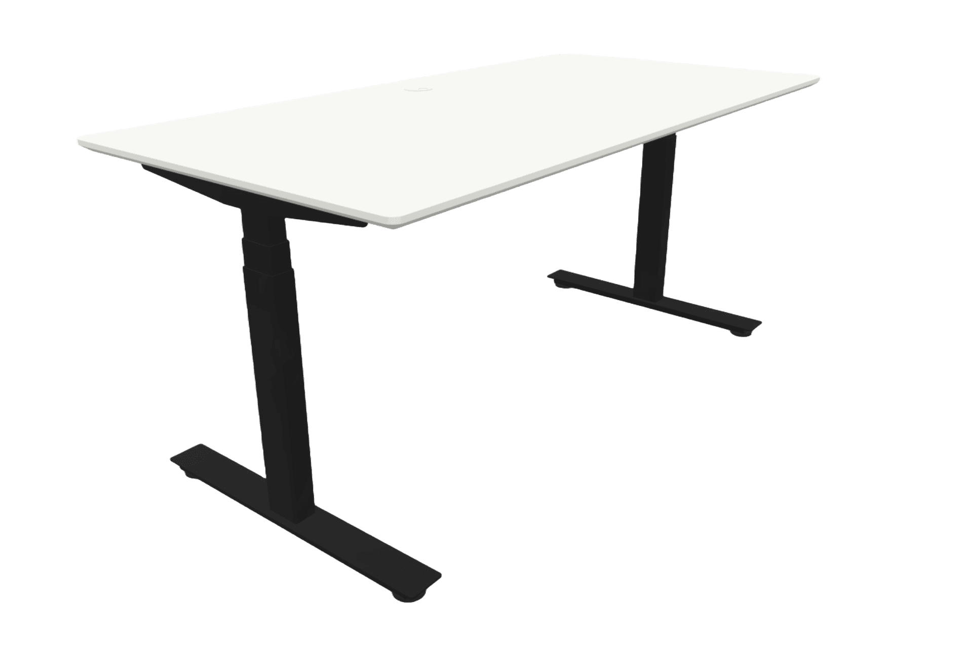 Cube UP Hæve/sænke bord, Hvid laminat bordplade, faset kant, Sort stel - 140 x 80 - Hvid.