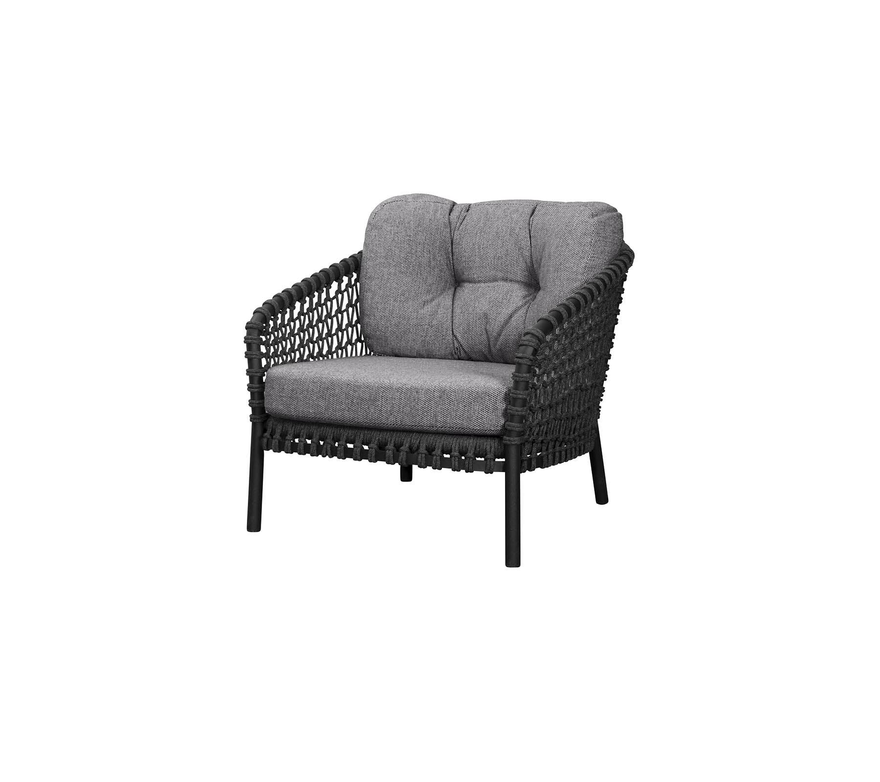 Ocean large lounge stol | Udendørs Dark grey, Cane-line Wove Cane-line Soft Rope, Dark grey.