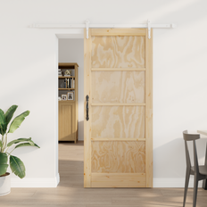vidaXL glidende dør med hardware sæt 78x202 cm solid fyrretræ&&vidaXL indvendig dør 'ORKDAL'78x202x4 cm solid fyrretræ