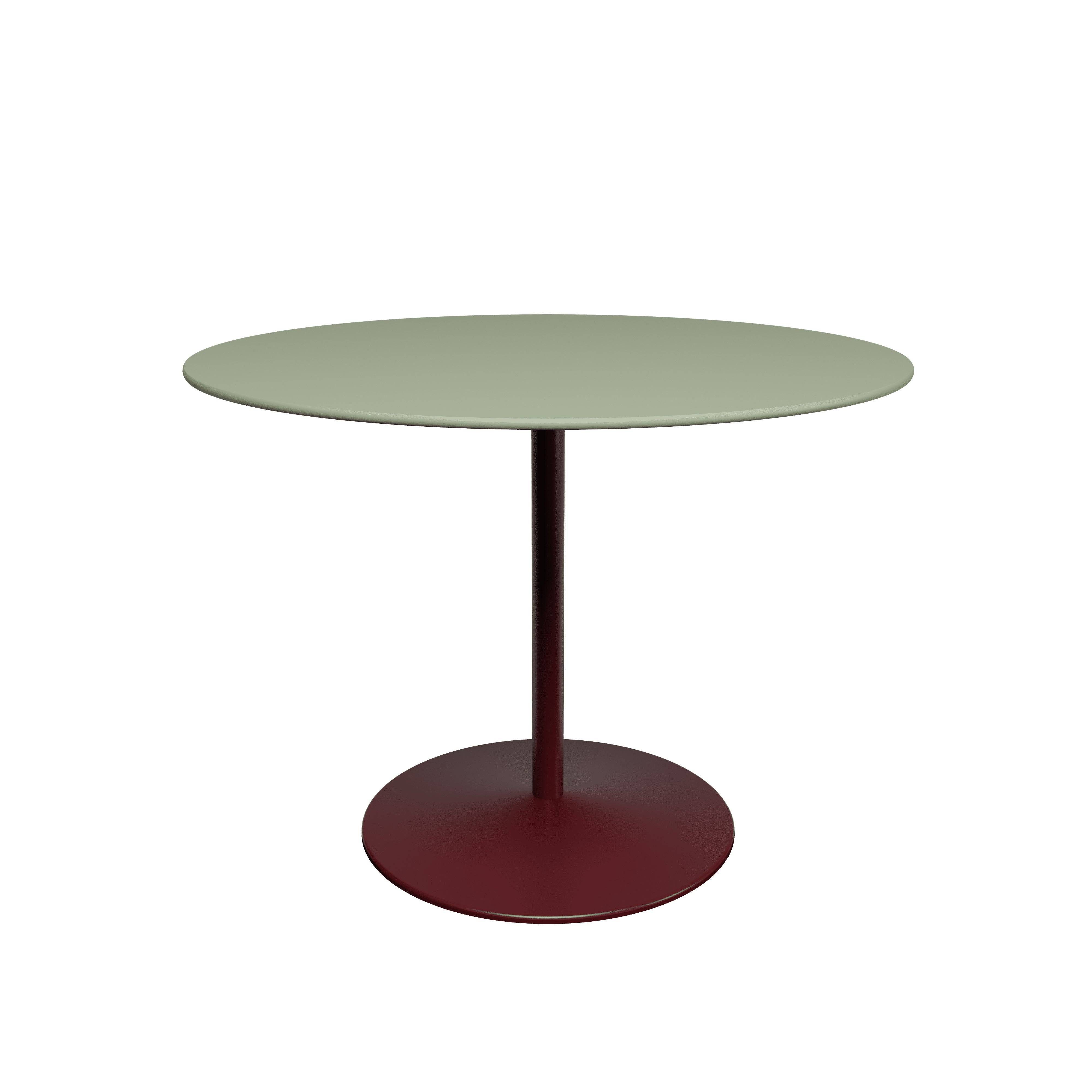 Panton café- og spisebord, Ø100 cm fra Montana Olive linoleum / Black Red stel - Jacobsen Plus