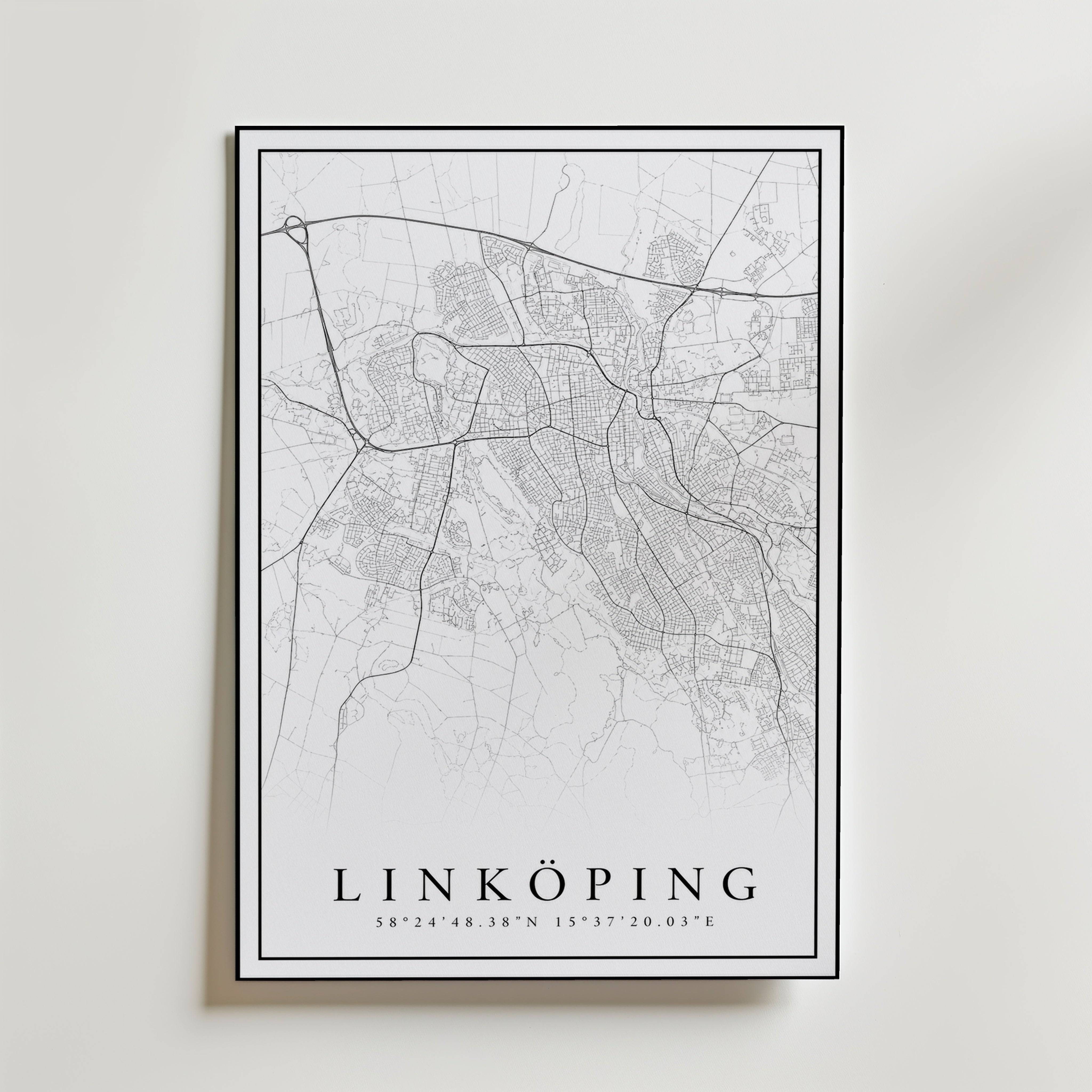 Link�ping Karta Poster - Fine Art Poster 70x100 cm