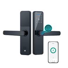 COMETX Smart dörrlås med fingeravtrycksläsare och knappsats, med handtag, kompatibelt med Tuya-appen (utan batterier)