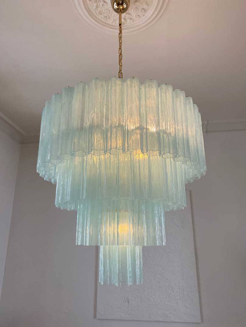 Murano Lysekrone - 78 tuber - Opal Krom patineret