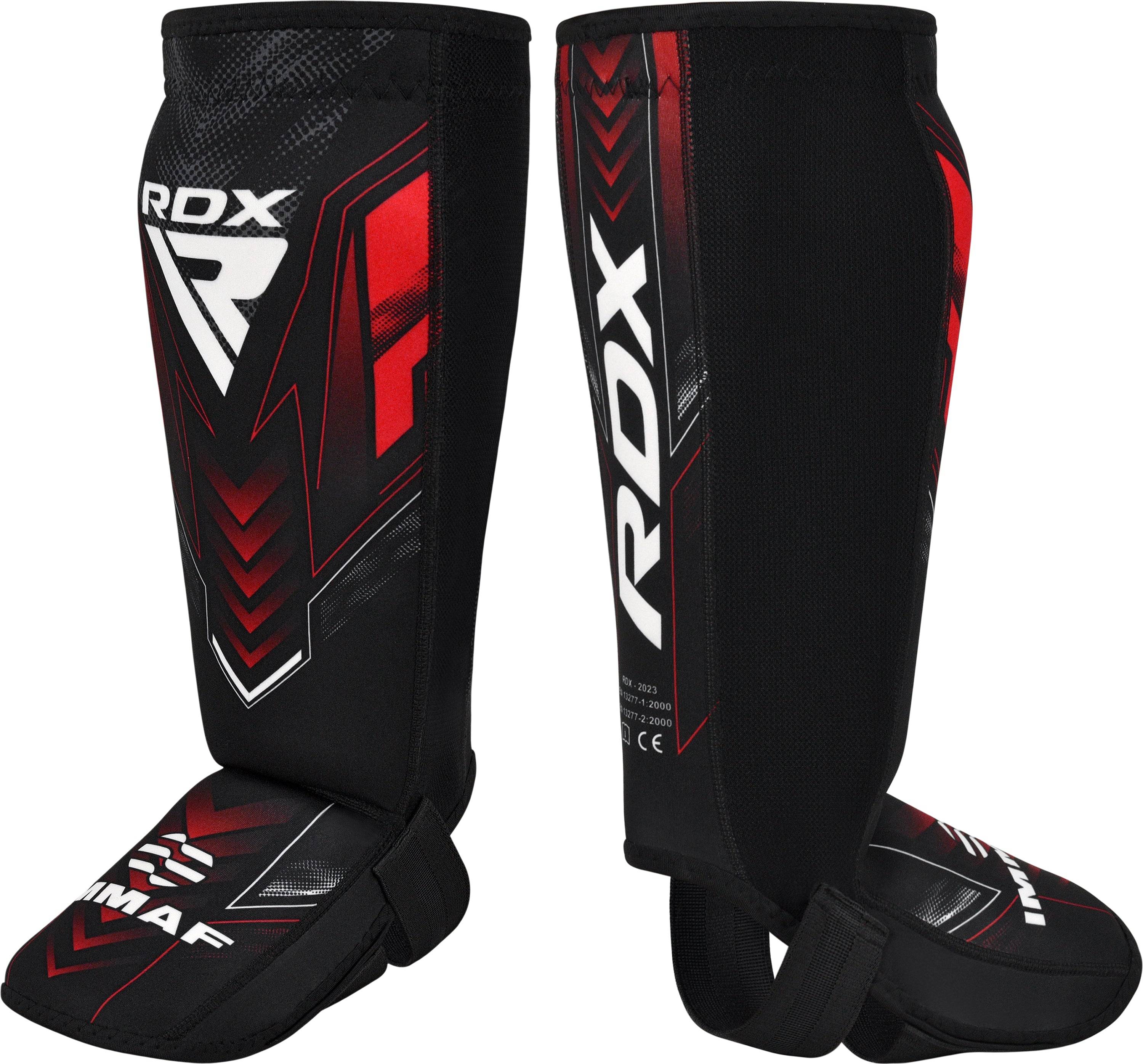RDX IMMAF Approved Neoprene Shin Instep Guards — Red - M (M)