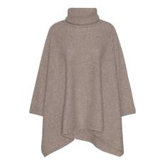 Cashmere poncho med rullekrave i beige