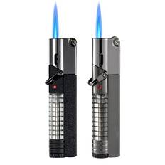 Ultraray Sturmfeuerzeug Jetflamme (EIN Satz von 2), Jet Feuerzeug Gas Nachfüllbar, Feuerzeug Jetflame, Gas Feuerzeuge für Kerzen, Küche, Camping, Grill, Geschenke für Männer (Ohne Gas Verkauft)