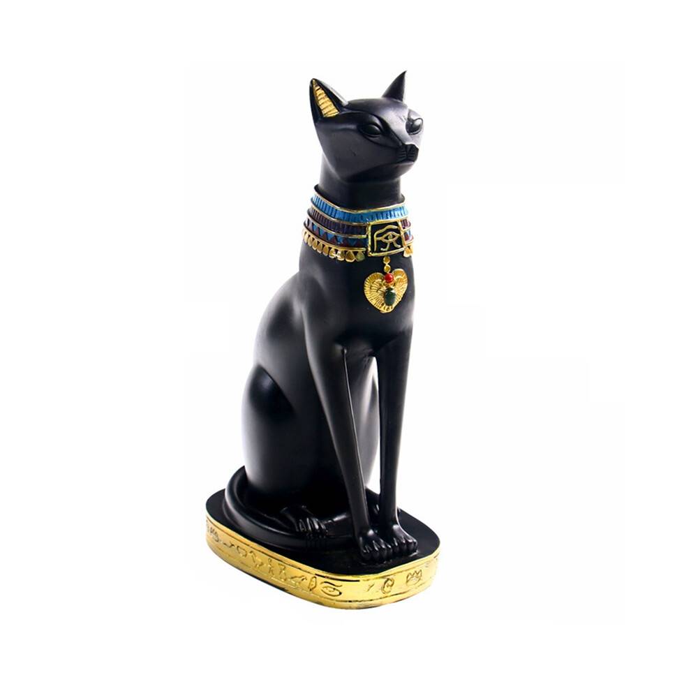 Resin Egyptian Cat Bastet Figurine Anime Egyptian Goddess Statue Sculpture Home Bar Office Desktop Decoration(Medium)
