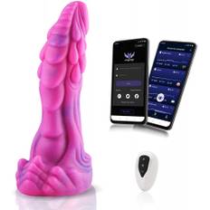 HiSmith WDA003-M Wildolo Amor Vibrating Monster Dildo Wireless App Suction Cup 8.4" Purple-Pink