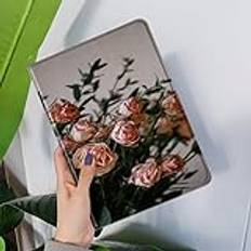 Fodral för iPad 9.7 fodral 2017/2018, iPad Air 2/iPad Air fodral blommig – blommönster söt smal läder folio stativ fodral med pennhållare, automatisk uppvakning/sömn (färg: F)