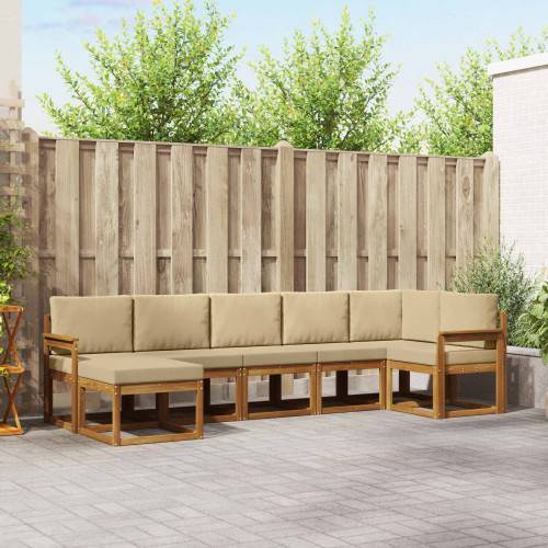 Utomhussoffset med kudde 7 pcs Naturlig och Beige