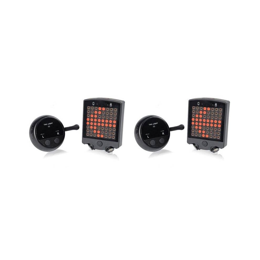 2X Bike Warning Tail Light USB Rechargeable Wireless Remote Control Turn Signal Warning Brake Light