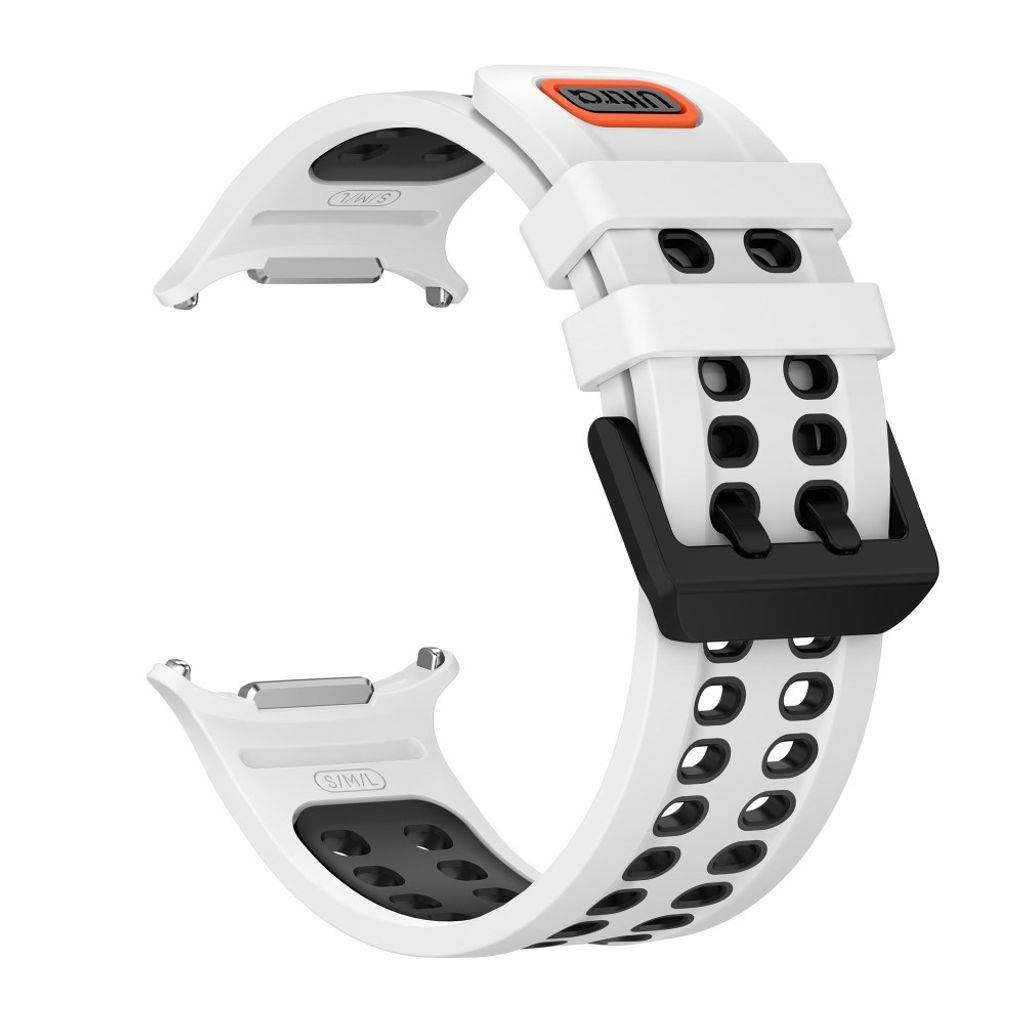 Samsung Galaxy Watch Ultra/Ultra2 Tofarvet silikone urrem med dobbeltspænde - Hvid/Sort