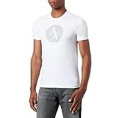 Armani Exchange We beat as one TAGMen's Round Logotyp, Slim fit, Short Sleeves, Pima Cotton T-Shirt WhiteExtra Small, Weiß, XS