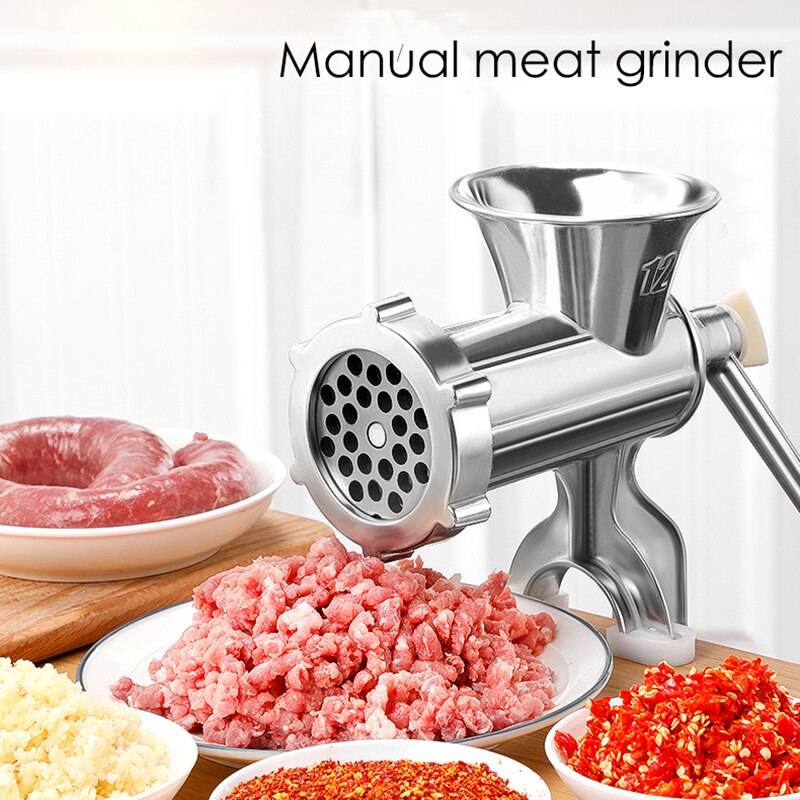 Manuell köttkvarn handdriven nötkött pasta nudlar korv tillverkare prylar aluminium slipmaskin köksredskap - Flisa