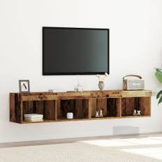 TV Väggskåp med LED-lampor 2 st Gamla trä 80x30x30 cm
