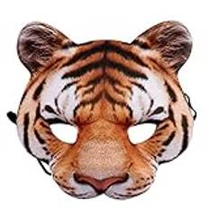 BSTCAR Halv ansiktsmask halloween tiger cosplay mask realistiska tiger masker djur mask maskerad halloween, fin klänning party (guld)