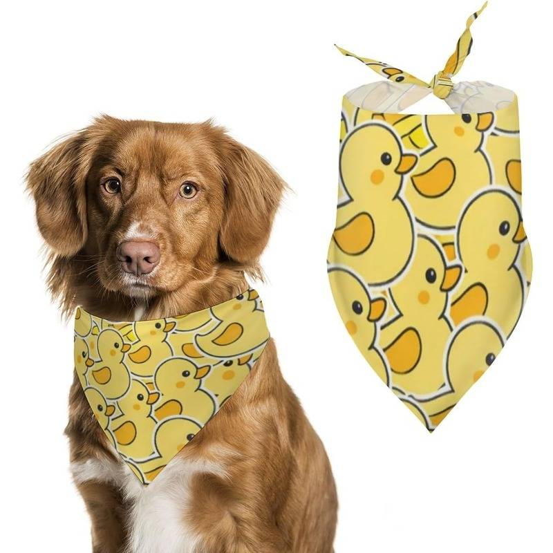 1pc Adjustable Yellow Rubber & Bandana Scarf - Washable Triangle Collar With Duck, Suitable For Small/medium Pets, Washable Pet Accessory For Daily Wear & Special Occasions