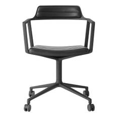 Vipp 452 Snurrstol Med Hjul - Svart Aluminium/Svart Läder