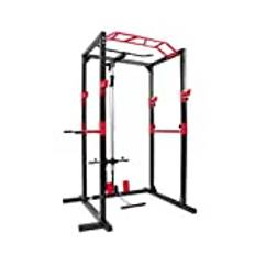 Ultrasport Unisex-Erwachsene Power Fitness Multifunktionales Rack für effektives Ganzkörpertraining, Massive Stahlkonstruktion, Schwarz/Rot, Extra breit
