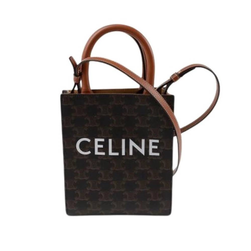 Celine Vintage Pre-owned Vertical Cabas Mini Skuldertaske - Vintage - Dame - Brun - ONE SIZE - Uld