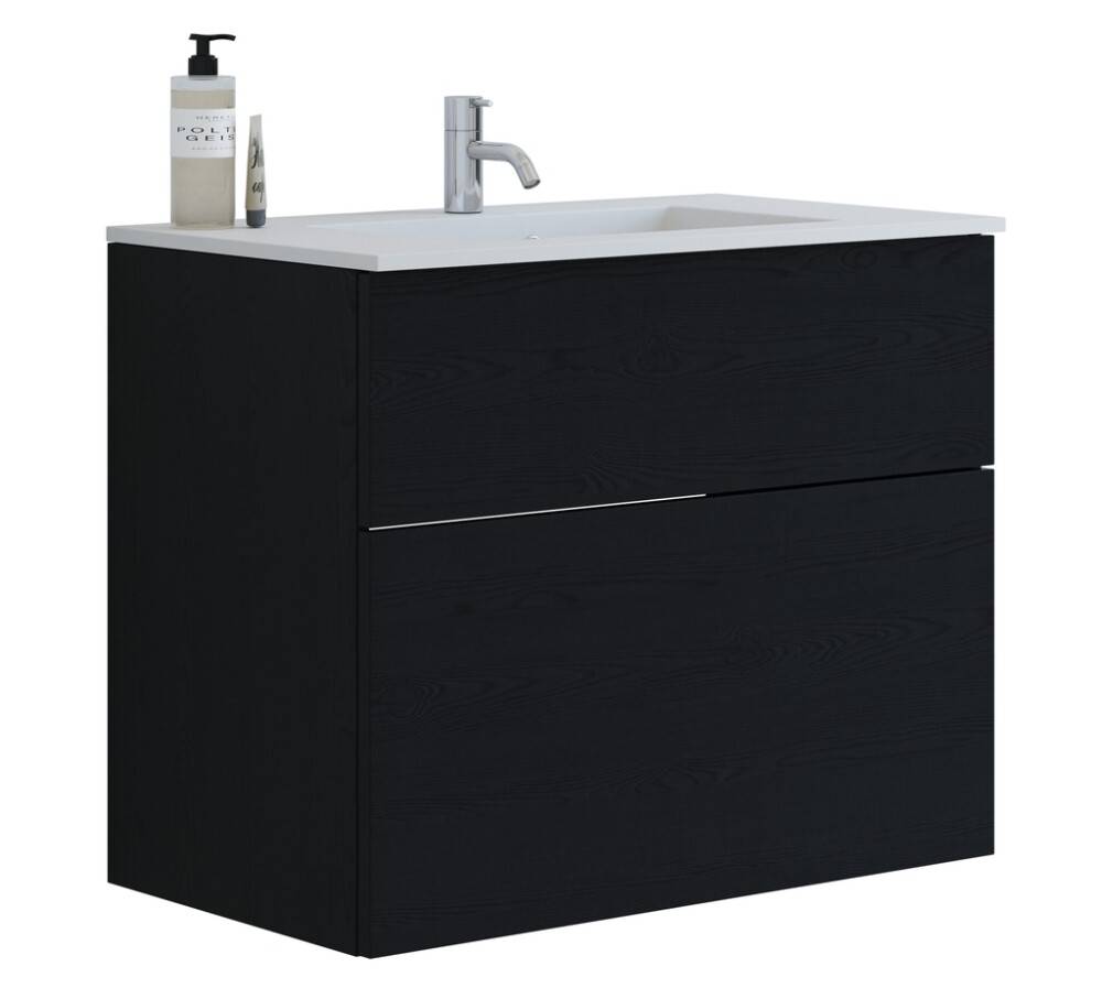 Scanbad underskab med vask Delta/Micca sort eg m/push open 80 cm
