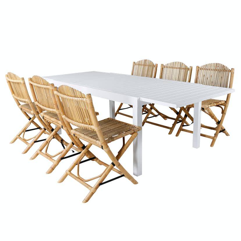 Matgrupp Utomhus Venture Home Marbella med 6 Cane Trädgårdsstolar