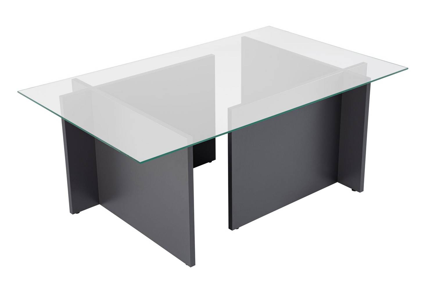 Norda Design Modernt soffbord, 105 x 65 x 40 cm | 100% härdat glas & melaminbelagd ram | Stilfull industridesign